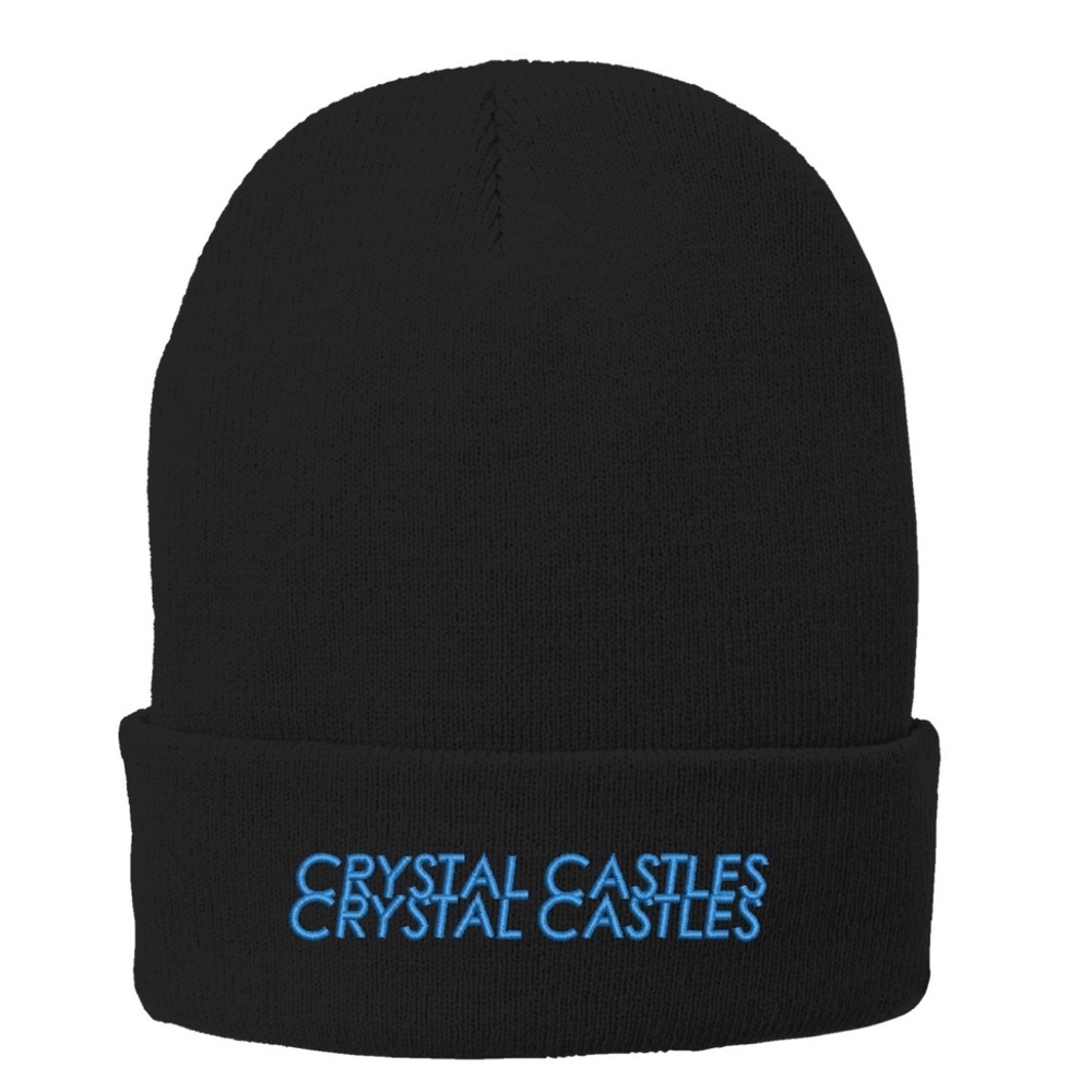 Port Authority Black Beanie with Blue Embroidery